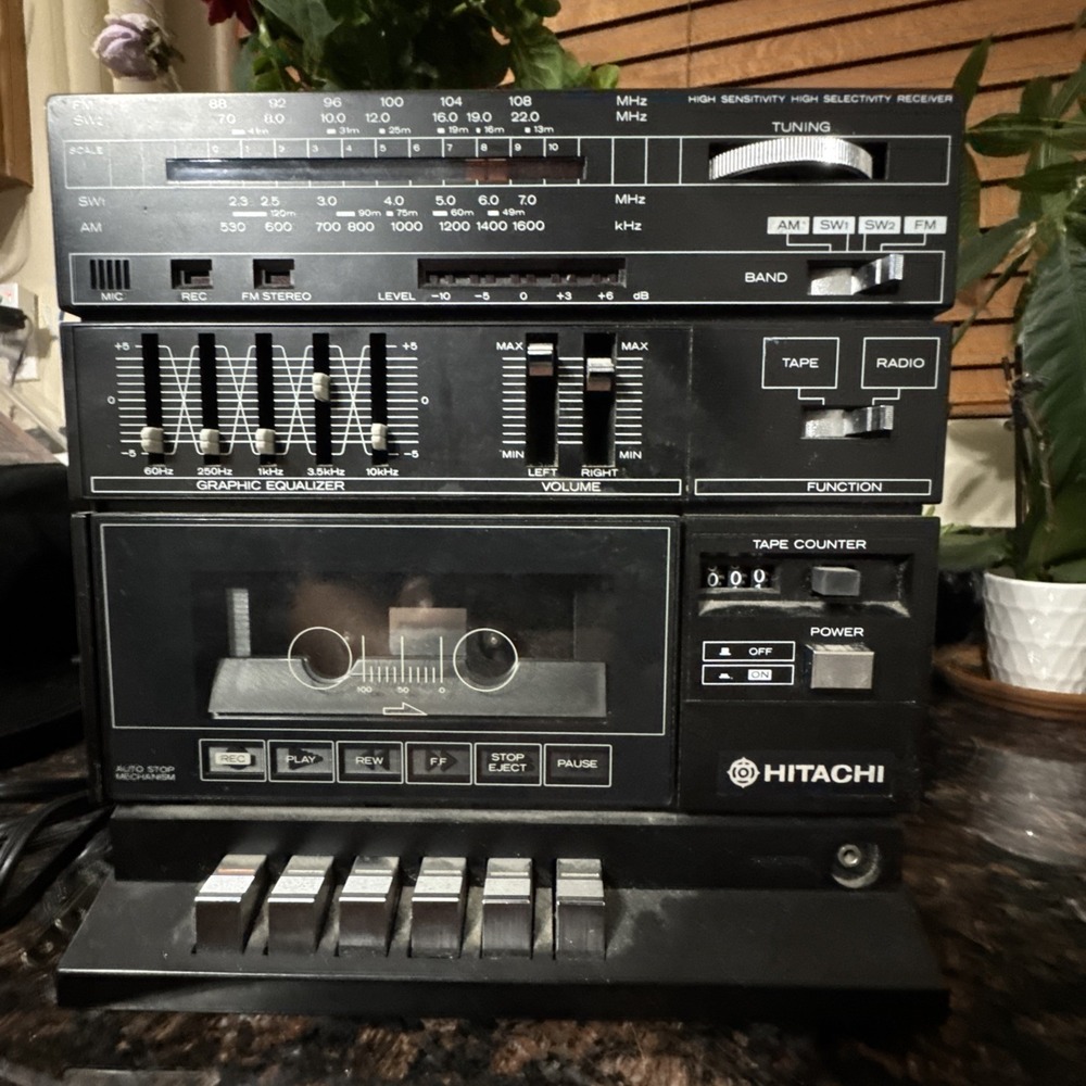 Vtg Hitachi TRK-9005H Boombox Ghetto Blaster Radio w/o Speakers - WORKS